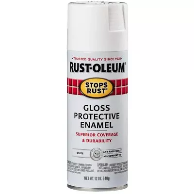 Rust-Oleum Stops Rust Protective Enamel Gloss White Spray Paint 12 Oz. USA • $9.77