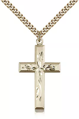 Gold Filled Cross Necklace For Men On 24 Chain - 30 Day Money Back Guarantee • $145.50