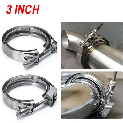 $22.99 • Buy 2PCS 3'' Quick Release V Band Clamp Stainless Male Female Flange For Turbo Pipe