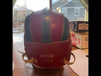 Vintage Leather Football Helmet - Globe 214  Red And Blue - Great Condition • $152