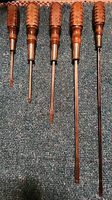 Vtg 6pc Mac Tools Wooden Handle 4 Flat Head &2 Phillips Head Screwdrivers! USA! • $19.95