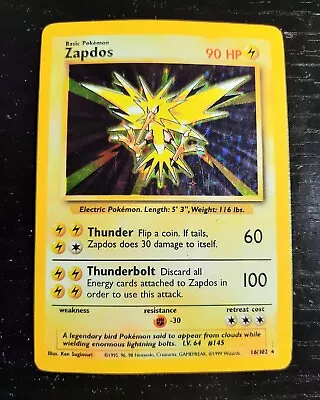 ZAPDOS - 16/102 - Base Set - Holo Pokemon Card-*PL*~FREE SHIPPING!! • $13.99