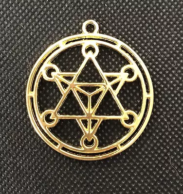 £1.99 • Buy  Merkaba Meditation Pendants Round Gold Tone