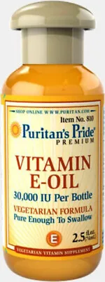 Puritan's Pride Vitamin E-Oil In An Oil Blend -  2.5 Fl Oz. - Vegetarian Formula • $8.99
