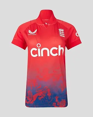 2023 Castore JNR ECB England T20 Replica SS Cricket Shirt Highrisk Red - TJ3482 • £49.99