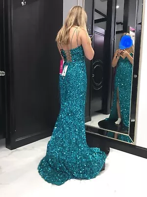 Sherri Hill 55041 Beaded Jade Tie Back Slit Stunning Prom Pageant Gown Dress Sz4 • £217.16