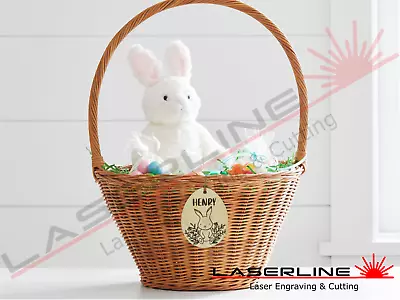 ANY NAME Personalised Engraved Wooden Easter Basket Name Tag Easter Gift Tag • $9.99