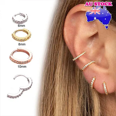 $5.79 • Buy Wholesale 1pc Mini Crystal Huggie Bar Ear Tragus Helix Piercing Post Earring