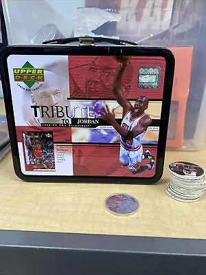 1999 Upper Deck Tribute To MICHAEL JORDAN Lunch Box No Cards 26 Pogs 1 Coin • $27.95