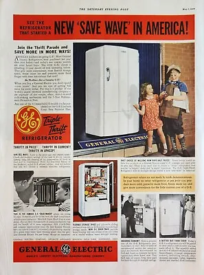 1938 General Electric Refrigerator Vintage Ad Sew Save Wave In America • $14.95