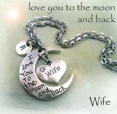 Wife I Love You To The Moon And Back Necklace Wife Gift Wife Birthday Gift • $21.99