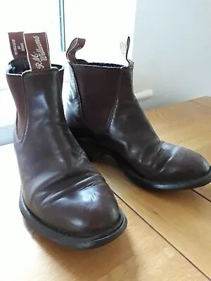 R.M. Williams Wentworth Chestnut Brown Leather Chelsea Boots UK 4G Ankle Pull-On • £35