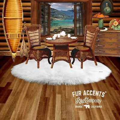 $259.95 • Buy Classic Round Shaggy Sheepskin - Faux Fur Rug Bear Skin Accent Throw Rug  