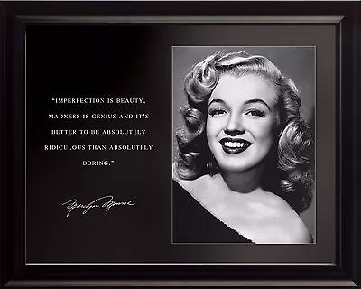 Marilyn Monroe Photo Picture Poster Or Framed Famous Quote  Imperfection Is..  • $208.99