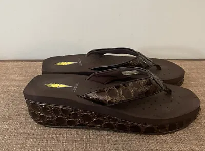 Volatile Island Platform Wedge Flip Flop Sandals Women's US Shoe Size 7 Brown • $20.99