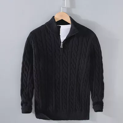 New Men's Warm Thick-knit Turtleneck Sweater Men's Twist Pullover Jacket Zipper • $71.09