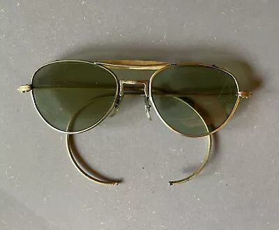 Vintage WWII Era Aviator Sunglasses With Curved Arms • $50