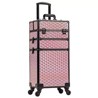 AROUS 3 In 1 Rolling Makeup Train Case Professional Cosmetic Trolley Large St... • $120.88