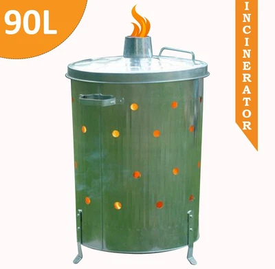 £18.19 • Buy 90l Galvanized Incinerator Paper Leaf Wood Waste Burner Garden Rubbish Fire Bin