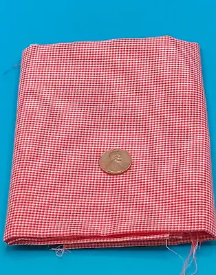2 Pcs High End Vintage Lightweight Red Gingham Fabric 22 X 26 & 44 X 1/3  M11 • $6.29