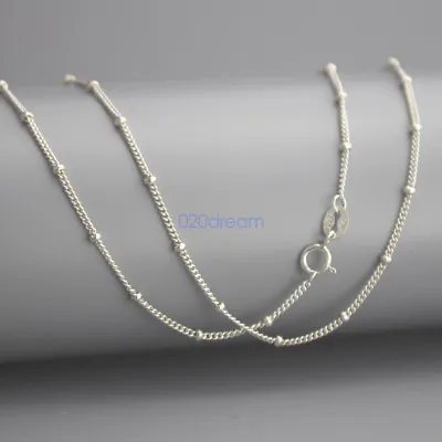 Real Solid 925 Sterling Silver CURB Chain Necklace 14-28  Inches W/ Bead Italy • $9.11