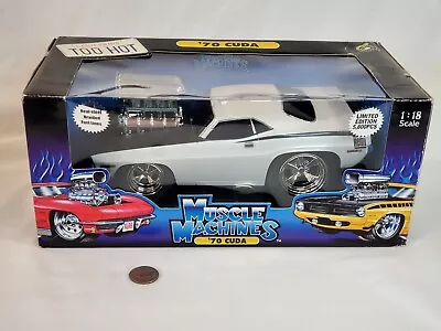 Muscle Machines 1:18 Scale Limited Edition White '70 Plymouth Cuda In Box • $45