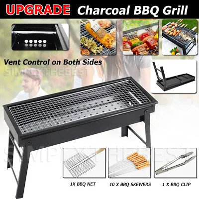 $29.96 • Buy Foldable BBQ Charcoal Grill Portable Outdoor Hibachi Camping Barbecue Large Set