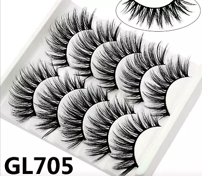 UK 5 Pairs 3D Fake Eyelashes Long Thick Natural False Eye Lashes Set Mink Makeup • £2.98