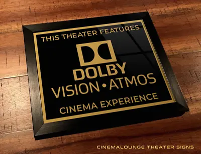 Framed 8  X 10  Home Theater / Cinema Sign - Dolby Vision Atmos (Original Logo) • $34.99