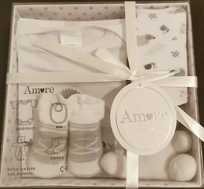 White And Grey 4 Piece Boxed Gift Set 0-3 Months • £13.95