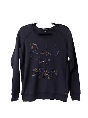 Maison Scotch Women Sweatshirt Casual Navy Blue Cotton Pullover Size M • £8.99