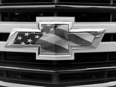 Chevy Tahoe Emblem Bowtie American Flag Overlay Decals Stickers BLACK & WHITE • $13.99