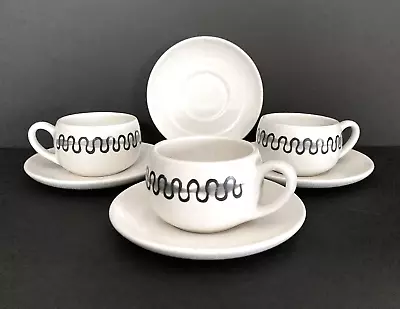 Poppytrail By Metlox California  Aztec  Pattern Three Cups And Four Saucers • $29