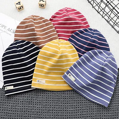 Baby Toddler Kids Cotton Beanie Hat Spring Winter Soft Striped Pullover Hat  • £3.66