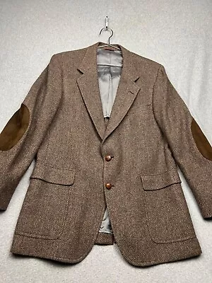 Hart Schaffner & Marx Wallachs Wool Herringbone Blazer Elbow Patch Men Classic   • $33.52