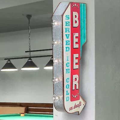 Vintage Old Fashioned Retro Draft Beer Bar Sign Double Sided LED Lighted Marquee • $94.60