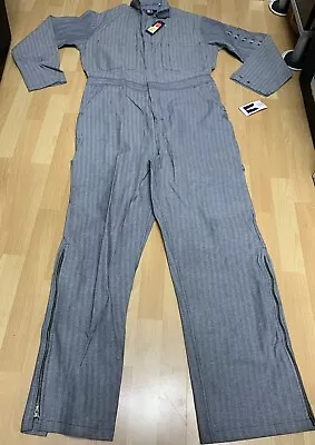 Vtg Workwear Coveralls Herringbone Fisher Stripe Blue Denim Size M/T  NWT Grunge • $59.99