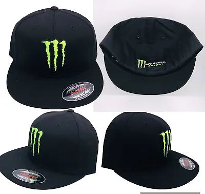 New Flex Fit Small/M Official Monster Energy Drink Hat Cap Fitted Baseball Flat • $49.99