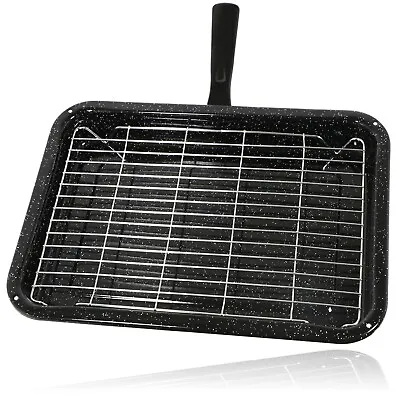 Small Single Handle Enamelled Grill Pan & Rack For Zanussi Oven Cooker • £21.49