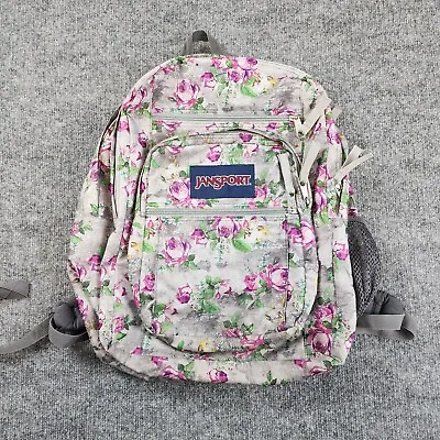 Jansport Plumeria Floral Backpack Pink Grey College School Hiking • £24.10