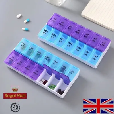 2X Weekly Pill Box Daily Organiser Medicine Tablet Storage Dispenser 7 Day Week • £4.29