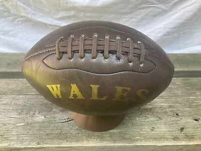 WALES Antique Leather Style Rugby Ball With Optional Stand. Gift For Rugby Fan • £24