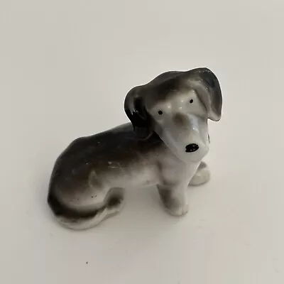 Vintage Grey Dachshund Dog Figurine Porcelain Made In Japan 2  1/3” Long LOOK • $3.88