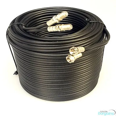 £12.99 • Buy 25m Black Twin Shotgun Satellite Coaxial Extension Cable Lead For Sky Plus HD TV