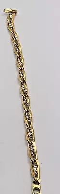 Vintage Gold Tone CZ Paperclip Link Bracelet • $9.99