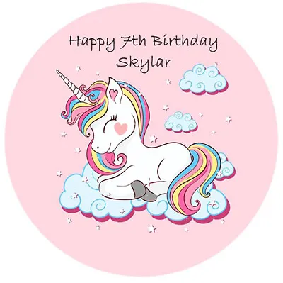 $12.95 • Buy Unicorn Horse Personalised Edible Birthday Party Cake Decoration Topper Image