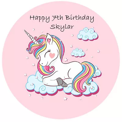 Unicorn Horse Personalised Edible Birthday Party Cake Decoration Topper Image • $14.45