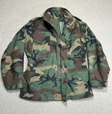 $38.99 • Buy Vintage US Army M65 Woodland Camo Field Jacket Size S Short Cold Weather Coat