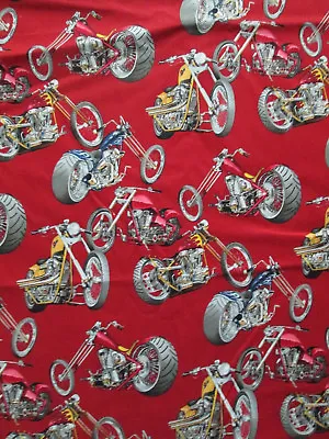 Chopper Motorcycles Bike Motorcycle Red Cotton Fabric Fq Oop • $4.45