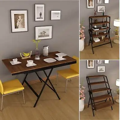 Foldabe Dining Table Murphy Space Saving Kitchen Table Converts To 5-Tier Shelf • $349.95
